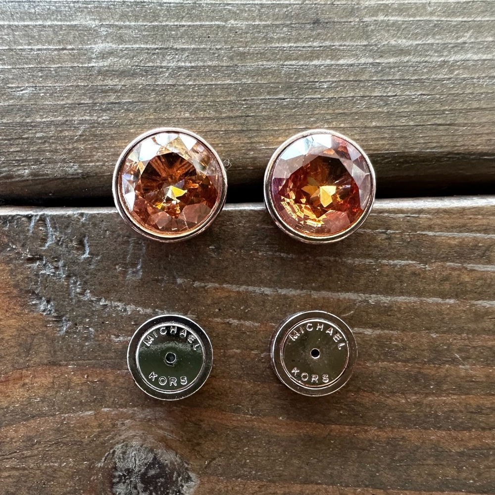 Rose gold amber stone Michael Kors stud earrings